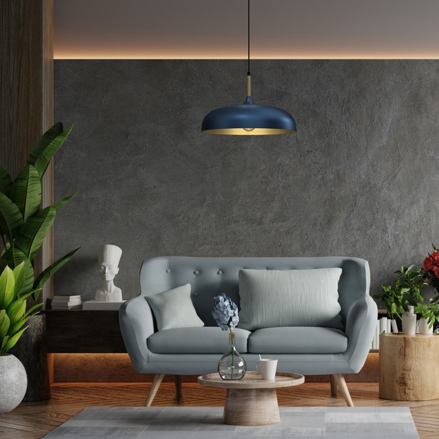 Brilagi - Candeeiro suspenso ABRAHAM 1xE27/60W/230V diâmetro 45 cm azul