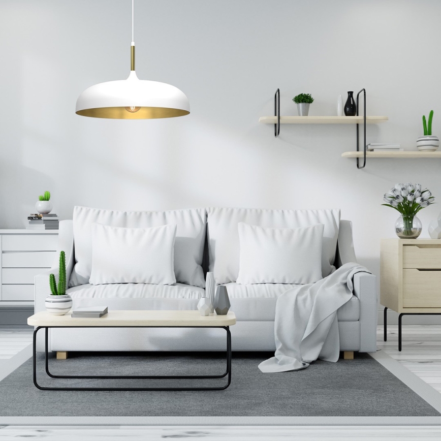 Brilagi - Candeeiro suspenso ABRAHAM 1xE27/60W/230V diâmetro 45 cm branco