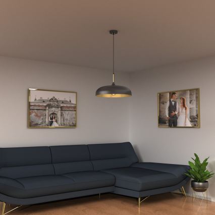 Brilagi - Candeeiro suspenso ABRAHAM 1xE27/60W/230V diâmetro 45 cm preto