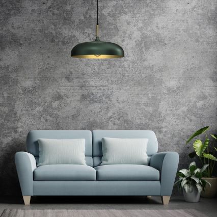 Brilagi - Candeeiro suspenso ABRAHAM 1xE27/60W/230V diâmetro 45 cm verde