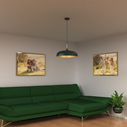 Brilagi - Candeeiro suspenso ABRAHAM 1xE27/60W/230V diâmetro 45 cm verde