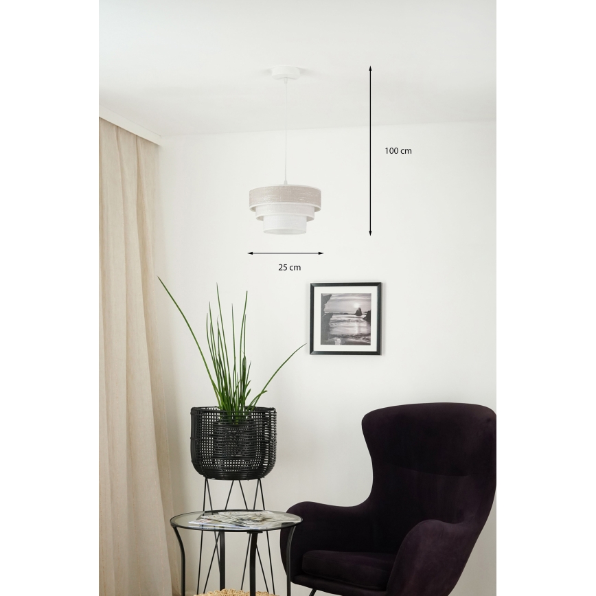 Brilagi - Candeeiro suspenso ALASKA LUNETA 1xE27/15W/230V diâmetro 25 cm cinzento/creme