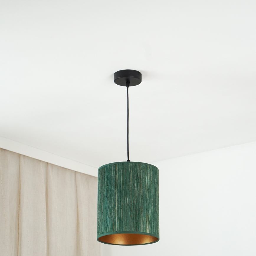Brilagi - Candeeiro de teto suspenso BOSTON ROLLER 1xE27/15W/230V diâmetro 21 cm palha verde/dourado