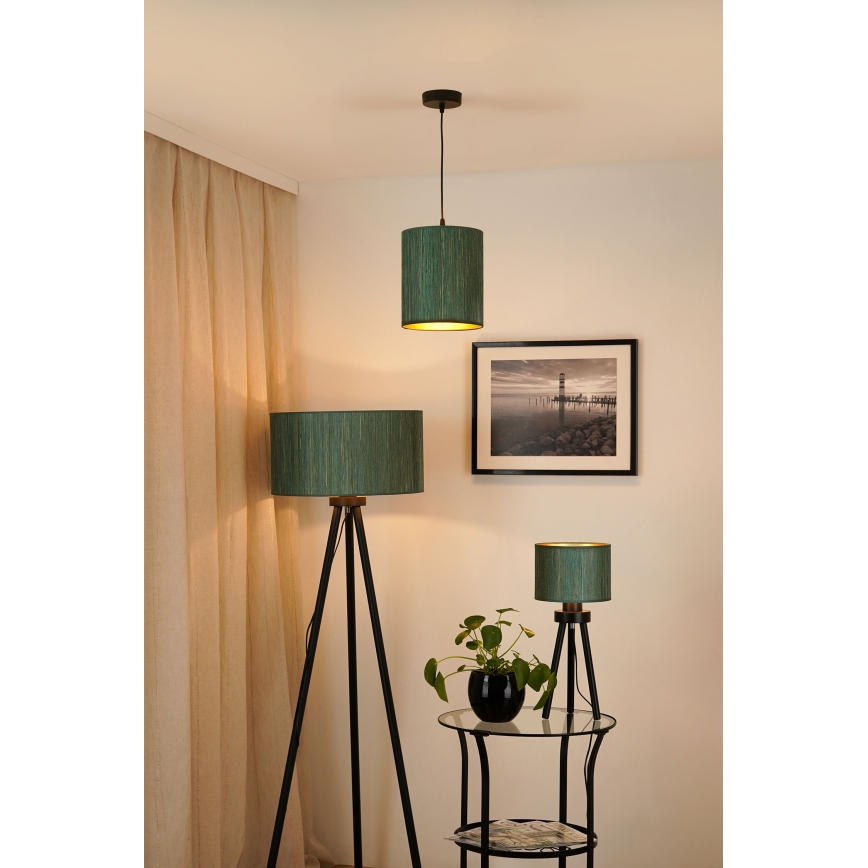 Brilagi - Candeeiro de teto suspenso BOSTON ROLLER 1xE27/15W/230V diâmetro 21 cm palha verde/dourado