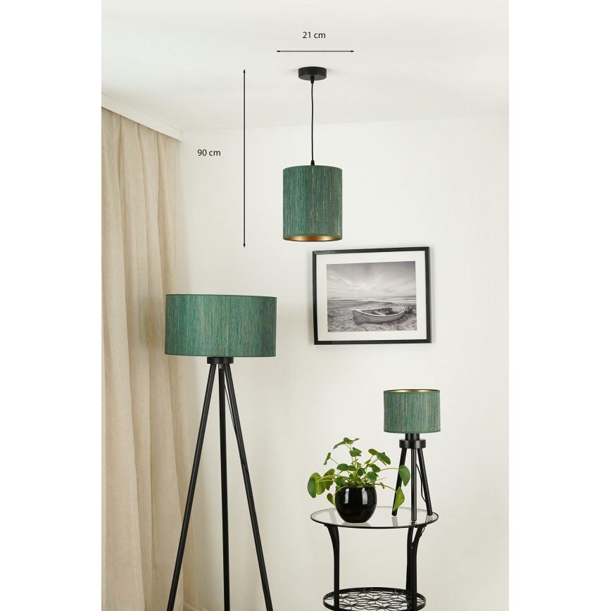 Brilagi - Candeeiro de teto suspenso BOSTON ROLLER 1xE27/15W/230V diâmetro 21 cm palha verde/dourado