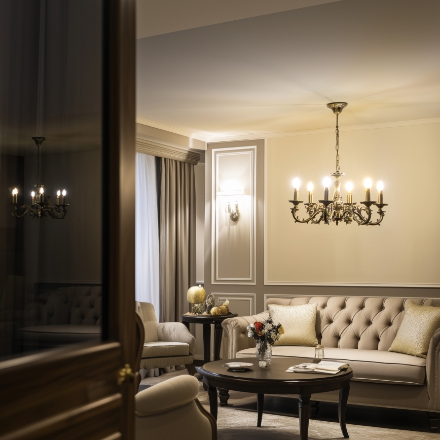 Brilagi - Candeeiro suspenso CLASSIC 6xE14/60W/230V latão