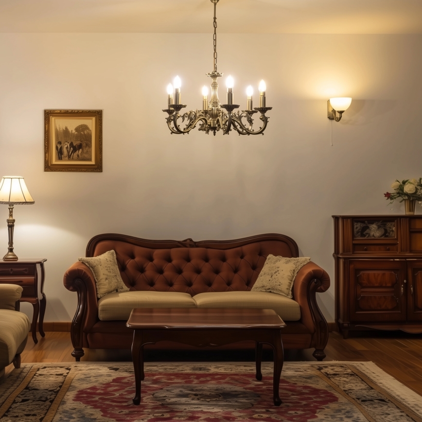 Brilagi - Candeeiro suspenso CLASSIC 6xE14/60W/230V latão