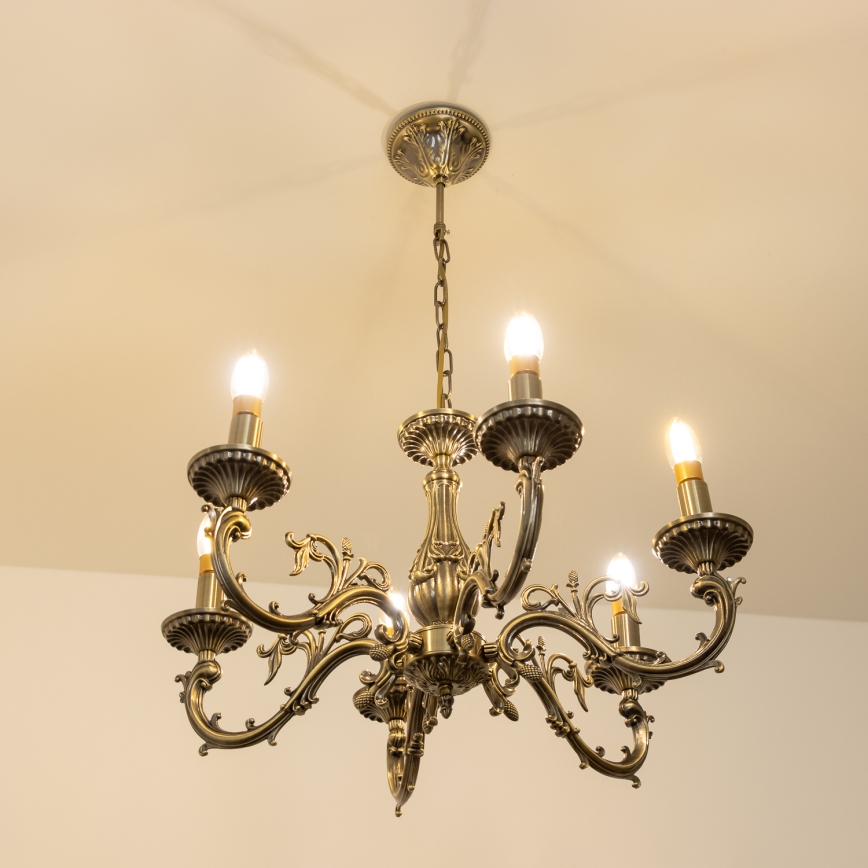 Brilagi - Candeeiro suspenso CLASSIC 6xE14/60W/230V latão