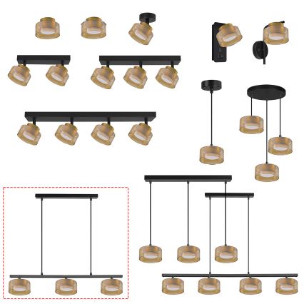 Brilagi - Candeeiro suspenso com cabo AURA LUX 3xGX53/30W/230V preto/dourado
