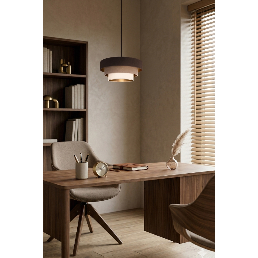 Brilagi - Candeeiro suspenso com cabo LUNETA 1xE27/60W/230V Ø 40 cm castanho/bege/creme