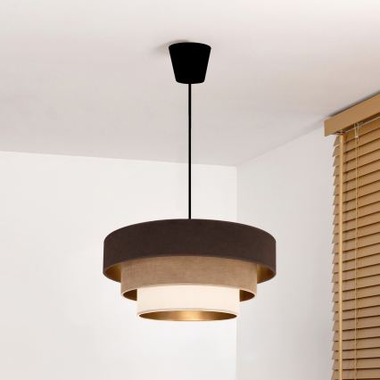 Brilagi - Candeeiro suspenso com cabo LUNETA 1xE27/60W/230V Ø 40 cm castanho/bege/creme