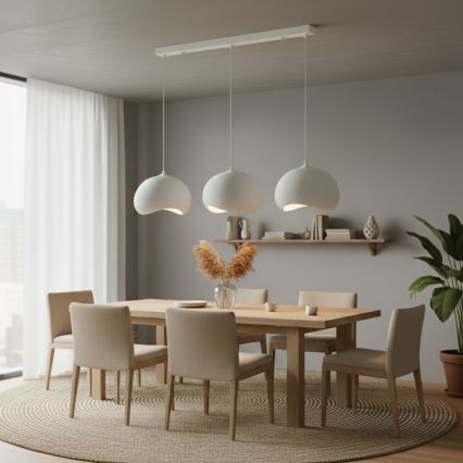 Brilagi - Candeeiro suspenso com cabo WABI SABI 3xE27/40W/230V branco