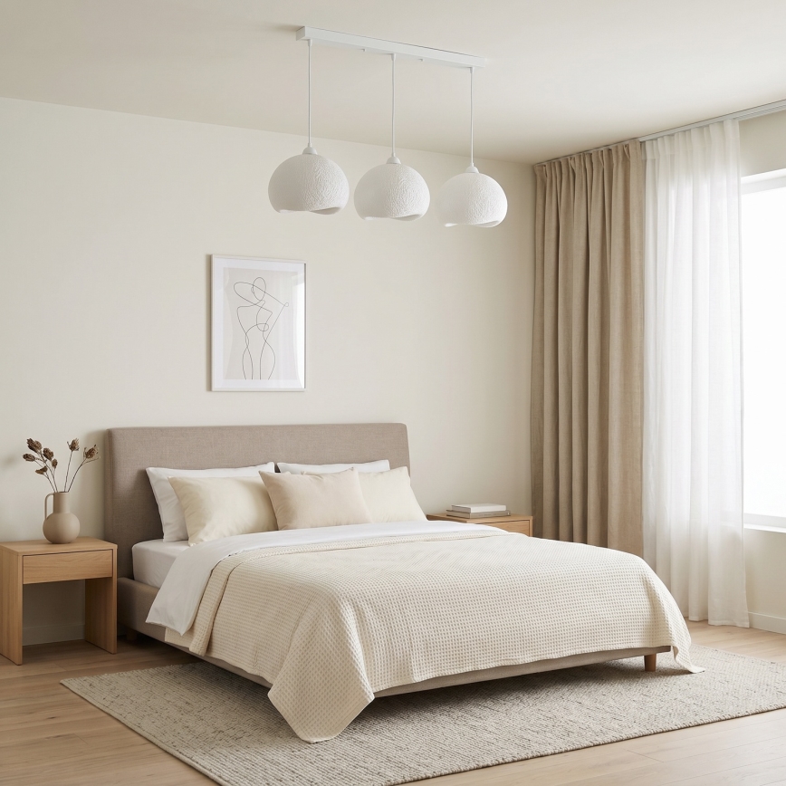 Brilagi - Candeeiro suspenso com cabo WABI SABI 3xE27/40W/230V branco
