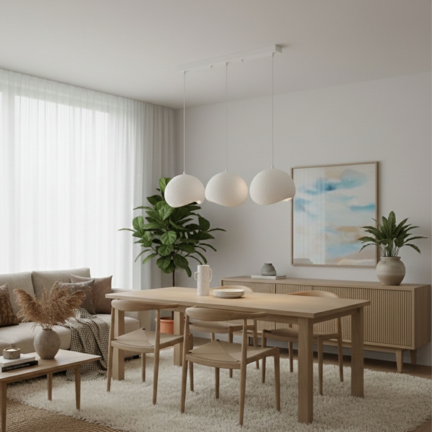 Brilagi - Candeeiro suspenso com cabo WABI SABI 3xE27/40W/230V branco