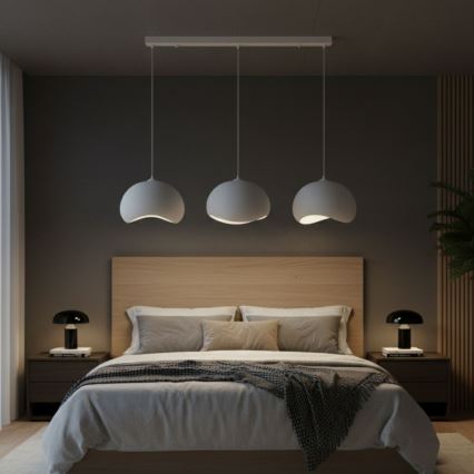 Brilagi - Candeeiro suspenso com cabo WABI SABI 3xE27/40W/230V branco