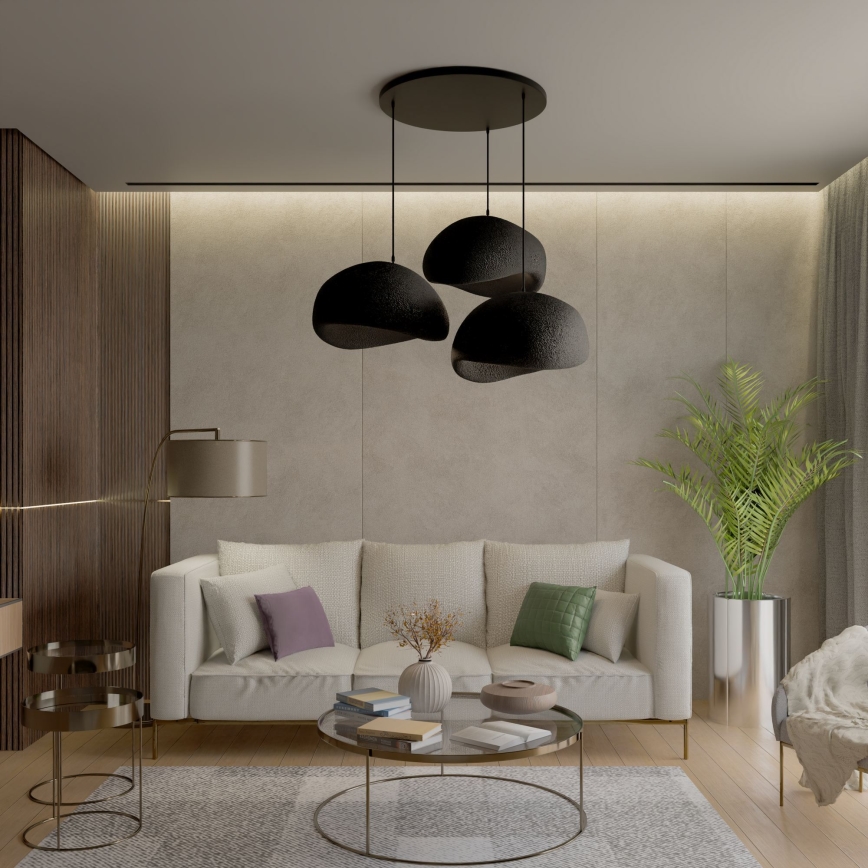 Brilagi - Candeeiro suspenso com cabo WABI SABI 3xE27/40W/230V Ø 60 cm preto