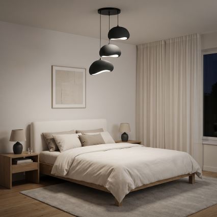Brilagi - Candeeiro suspenso com cabo WABI SABI 3xE27/40W/230V Ø 60 cm preto