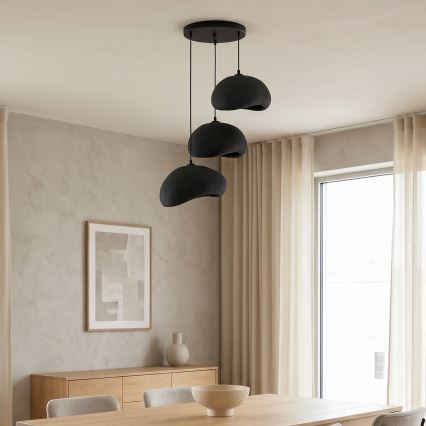 Brilagi - Candeeiro suspenso com cabo WABI SABI 3xE27/40W/230V Ø 60 cm preto
