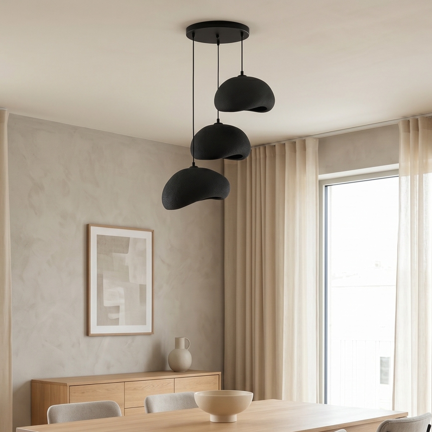Brilagi - Candeeiro suspenso com cabo WABI SABI 3xE27/40W/230V Ø 60 cm preto
