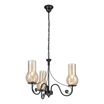 Brilagi - Candeeiro suspenso COTTAGE 3xE14/40W/230V preto/castanho