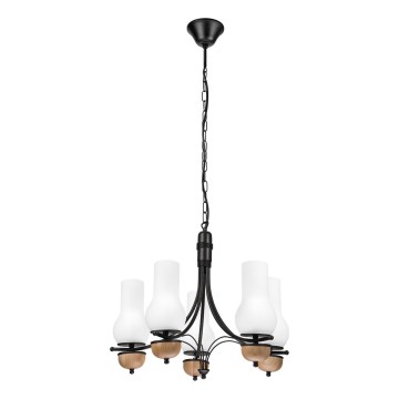Brilagi - Candeeiro suspenso COTTAGE 5xE14/40W/230V faia/branco