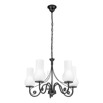 Brilagi - Candeeiro suspenso COTTAGE 5xE14/40W/230V preto/branco