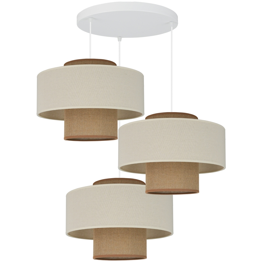 Brilagi - Candeeiro de teto suspenso DALLAS 3xE27/15W/230V castanho/crème/branco