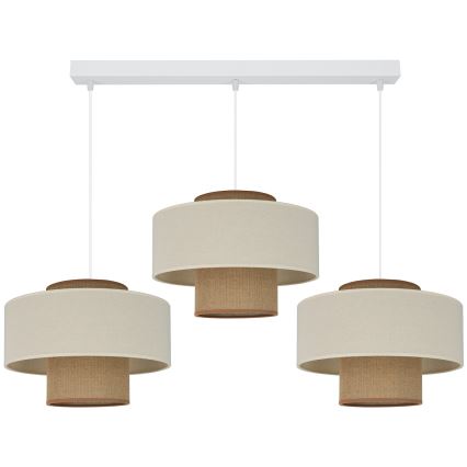 Brilagi - Candeeiro de teto suspenso DALLAS 3xE27/15W/230V castanho/crème/branco