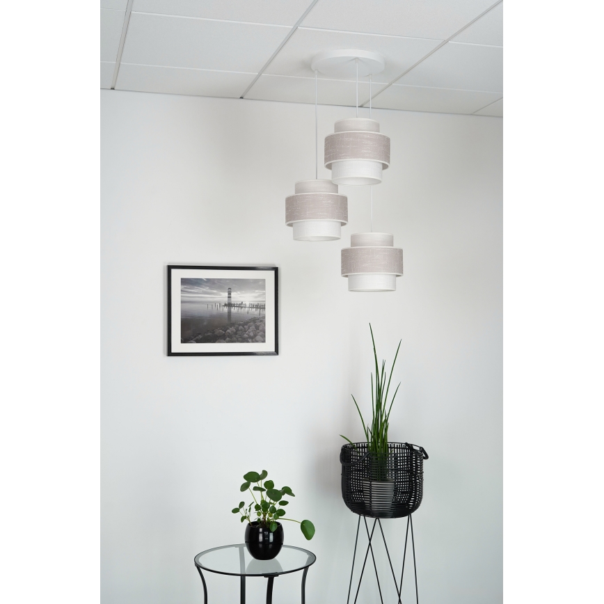 Brilagi - Candeeiro suspenso DOVER SPACE 3xE27/15W/230V cinzento/creme