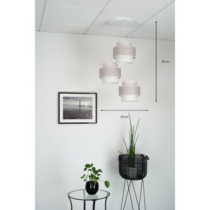 Brilagi - Candeeiro suspenso DOVER SPACE 3xE27/15W/230V cinzento/creme