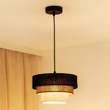 Brilagi - Candeeiro suspenso em cabo ASPEN LUNETA 1xE27/15W/230V diâmetro 25 cm preto/bege/crème