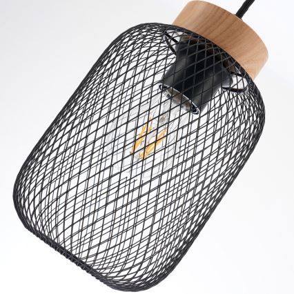 Brilagi - Candeeiro suspenso em cabo BASKLITE 3xE27/15W/230V madeira/preto