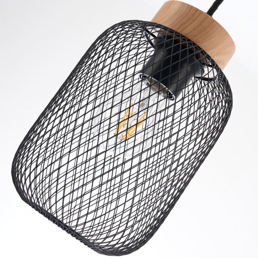 Brilagi - Candeeiro suspenso em cabo BASKLITE 3xE27/15W/230V madeira/preto