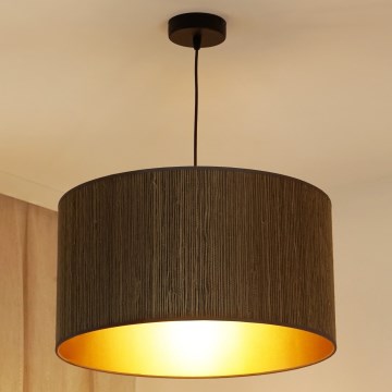 Brilagi - Candeeiro suspenso em cabo BOSTON ROLLER 1xE27/15W/230V diâmetro 45 cm palha castanho/dourado