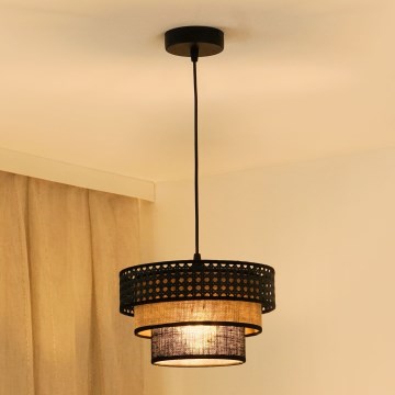 Brilagi - Candeeiro suspenso em cabo DAKOTA LUNETA 1xE27/15W/230V diâmetro 25 cm preto/rátão