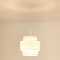Brilagi - Candeeiro suspenso em cabo SPACE YUTE 1xE27/15W/230V diâmetro 25 cm creme/branco