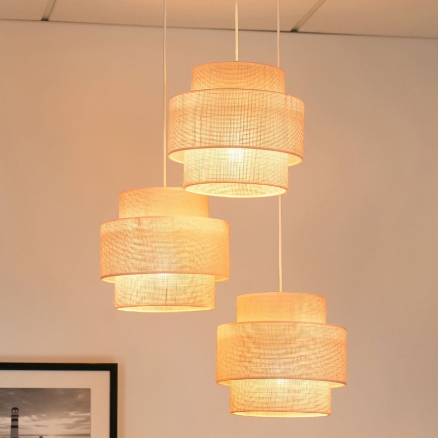 Brilagi - Candeeiro suspenso em cabo SPACE YUTE 3xE27/15W/230V creme/branco