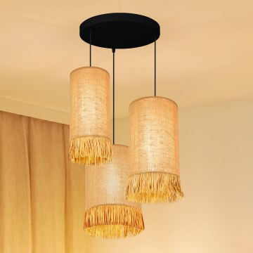 Brilagi - Candeeiro suspenso em cabo WINNETOU TUBES 3xE27/15W/230V castanho/preto