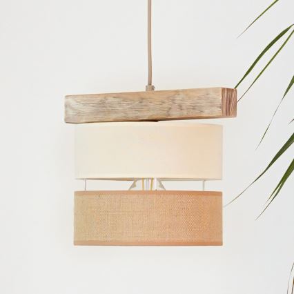 Brilagi - Candeeiro suspenso FOREST 1xE27/15W/230V pinho/bege/creme