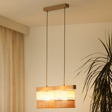 Brilagi - Candeeiro suspenso FOREST 2xE27/15W/230V pinho/bege/creme