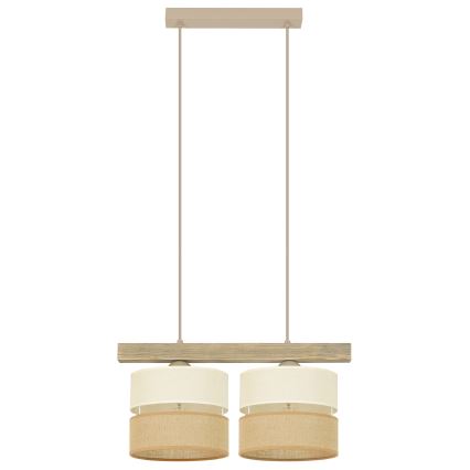 Brilagi - Candeeiro suspenso FOREST 2xE27/15W/230V pinho/bege/creme