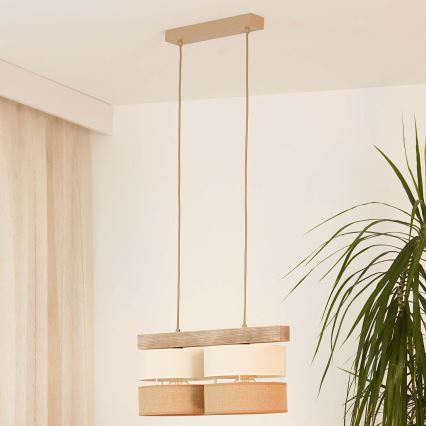 Brilagi - Candeeiro suspenso FOREST 2xE27/15W/230V pinho/bege/creme