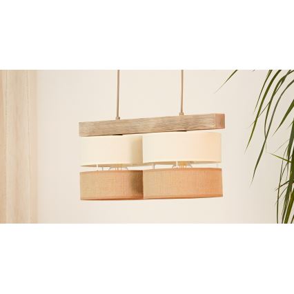 Brilagi - Candeeiro suspenso FOREST 2xE27/15W/230V pinho/bege/creme