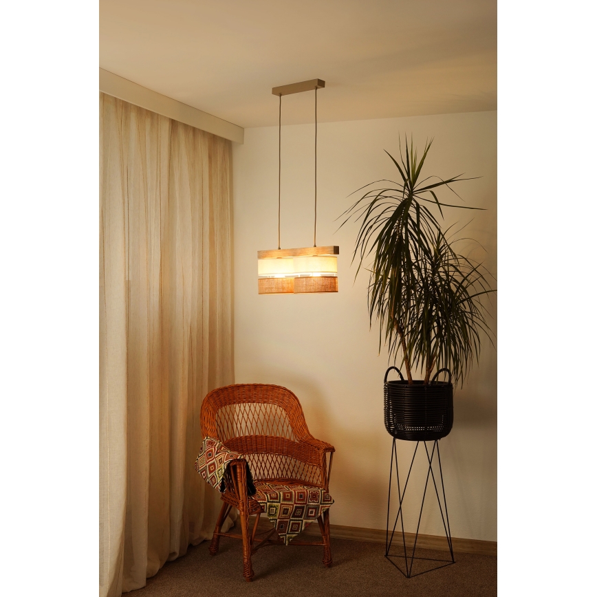 Brilagi - Candeeiro suspenso FOREST 2xE27/15W/230V pinho/bege/creme
