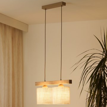 Brilagi - Candeeiro suspenso FOREST 2xE27/15W/230V pinho/castanho/creme