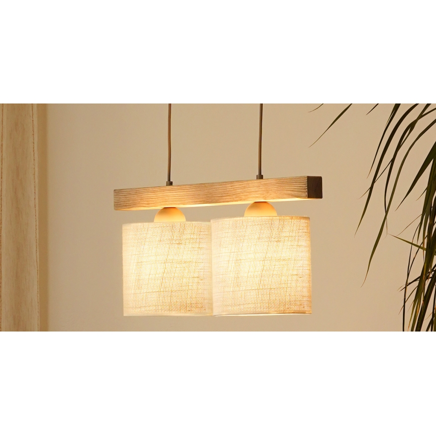Brilagi - Candeeiro suspenso FOREST 2xE27/15W/230V pinho/castanho/creme