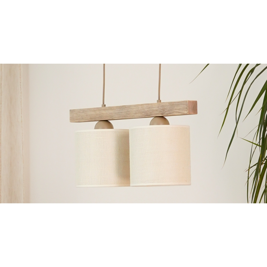 Brilagi - Candeeiro suspenso FOREST 2xE27/15W/230V pinho/castanho/creme