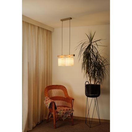 Brilagi - Candeeiro suspenso FOREST 2xE27/15W/230V pinho/castanho/creme