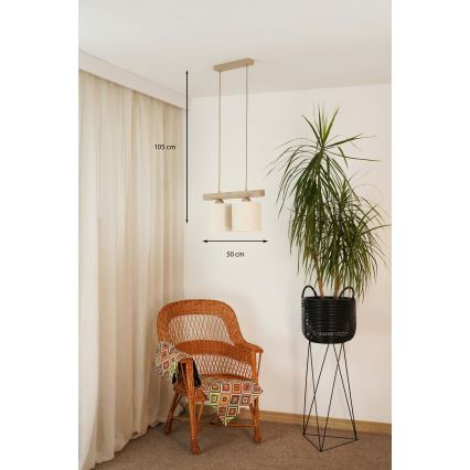 Brilagi - Candeeiro suspenso FOREST 2xE27/15W/230V pinho/castanho/creme