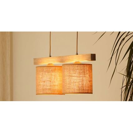 Brilagi - Candeeiro suspenso FOREST 2xE27/15W/230V pinho/castanho